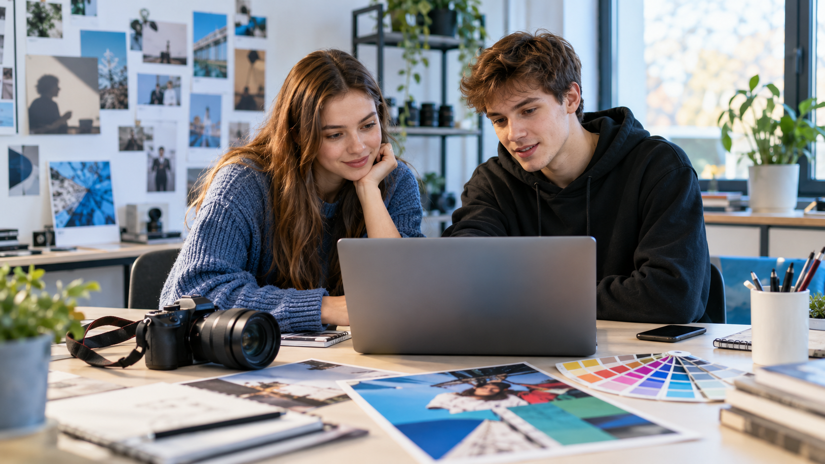 Ilustrační scéna: studenti připravují digitální reklamní kampaň